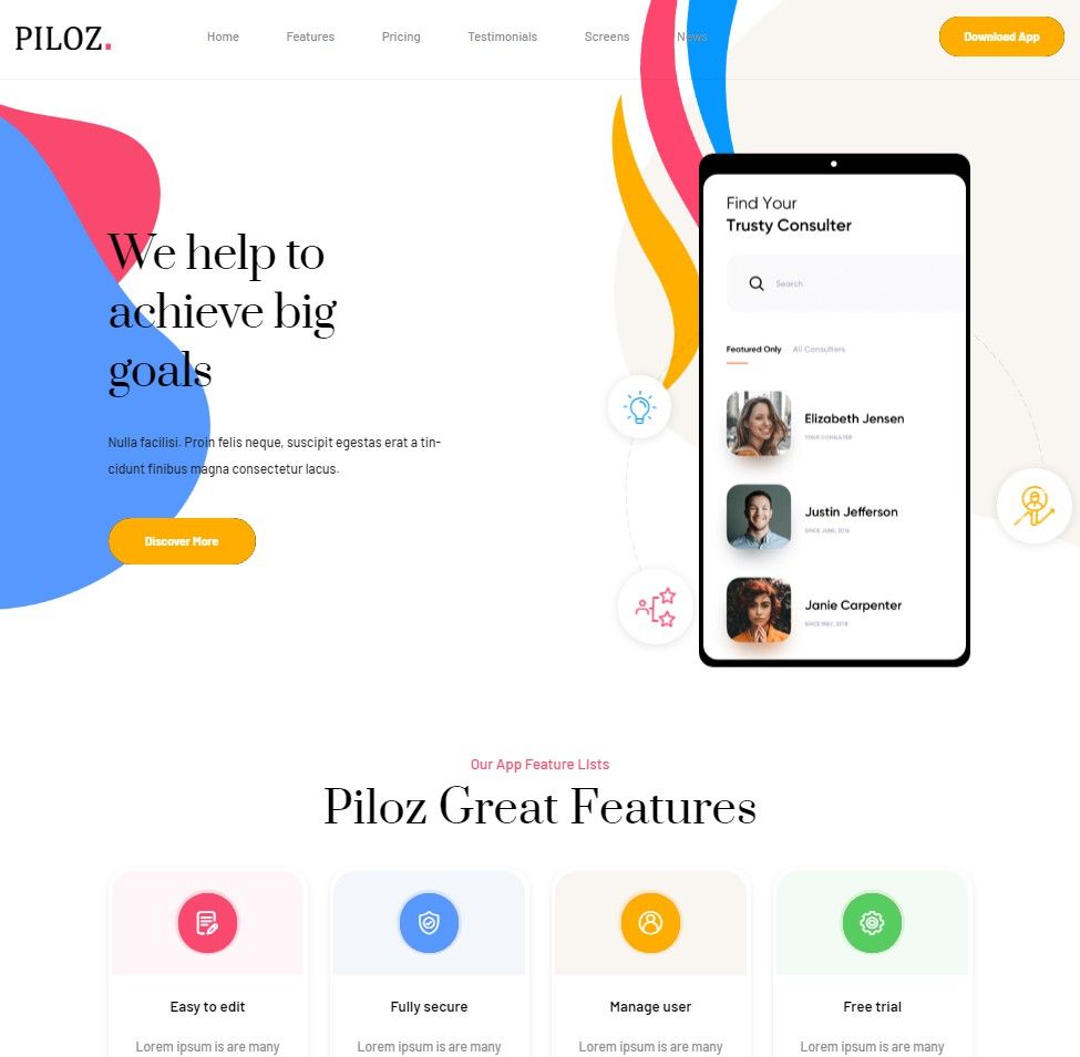 Piloz Gatsby React App Landing Page Template